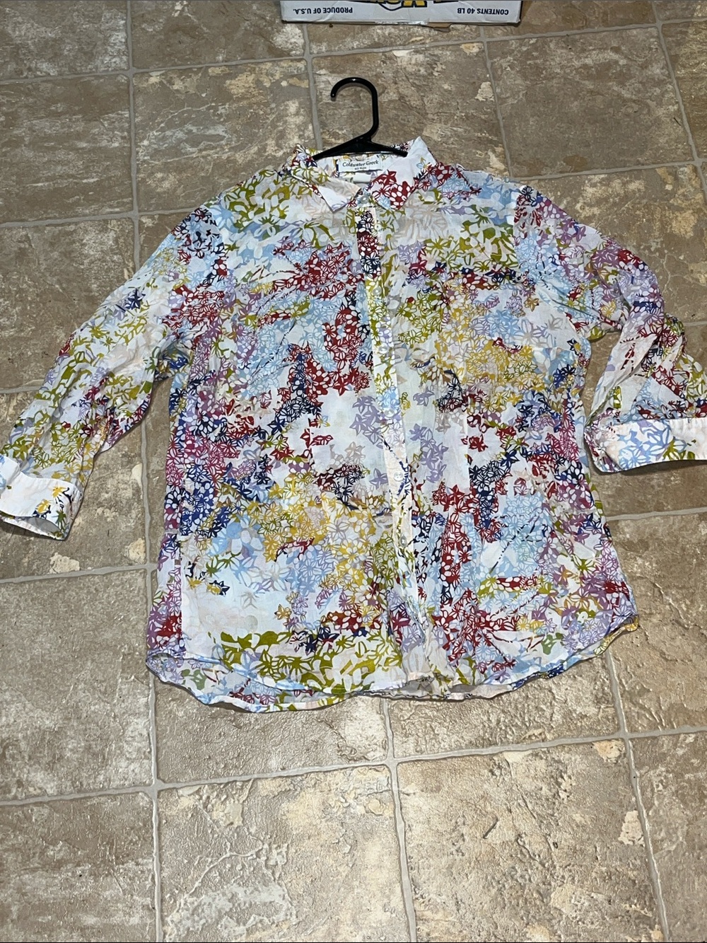 Coldwater Creek Women's Floral Button-Down Shirt - White Multicolor